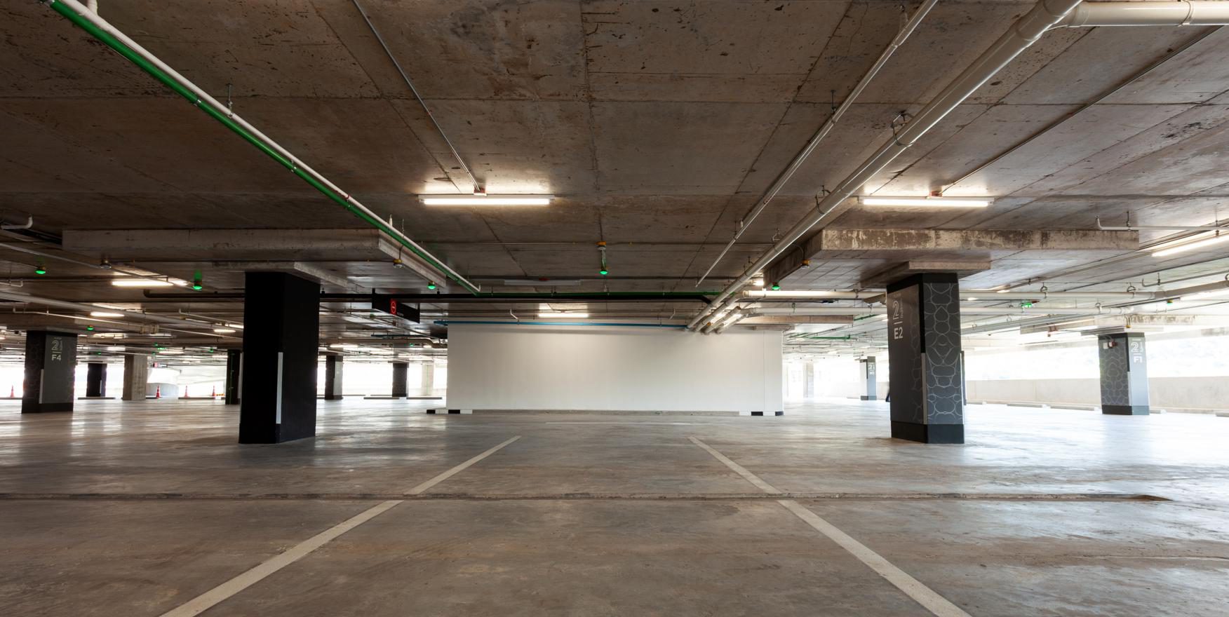 Parking garage interior, industrial building,Empty underground i